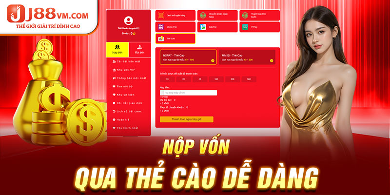 Nộp vốn qua thẻ cào dễ dàng